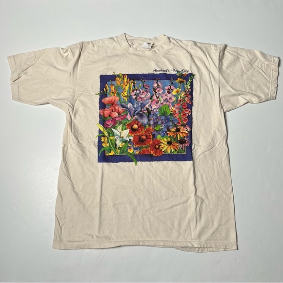 009 - VINTAGE 90s POSEY SHOP FLORAL FLORIST FLOWERS GRAPHIC T SHIRT